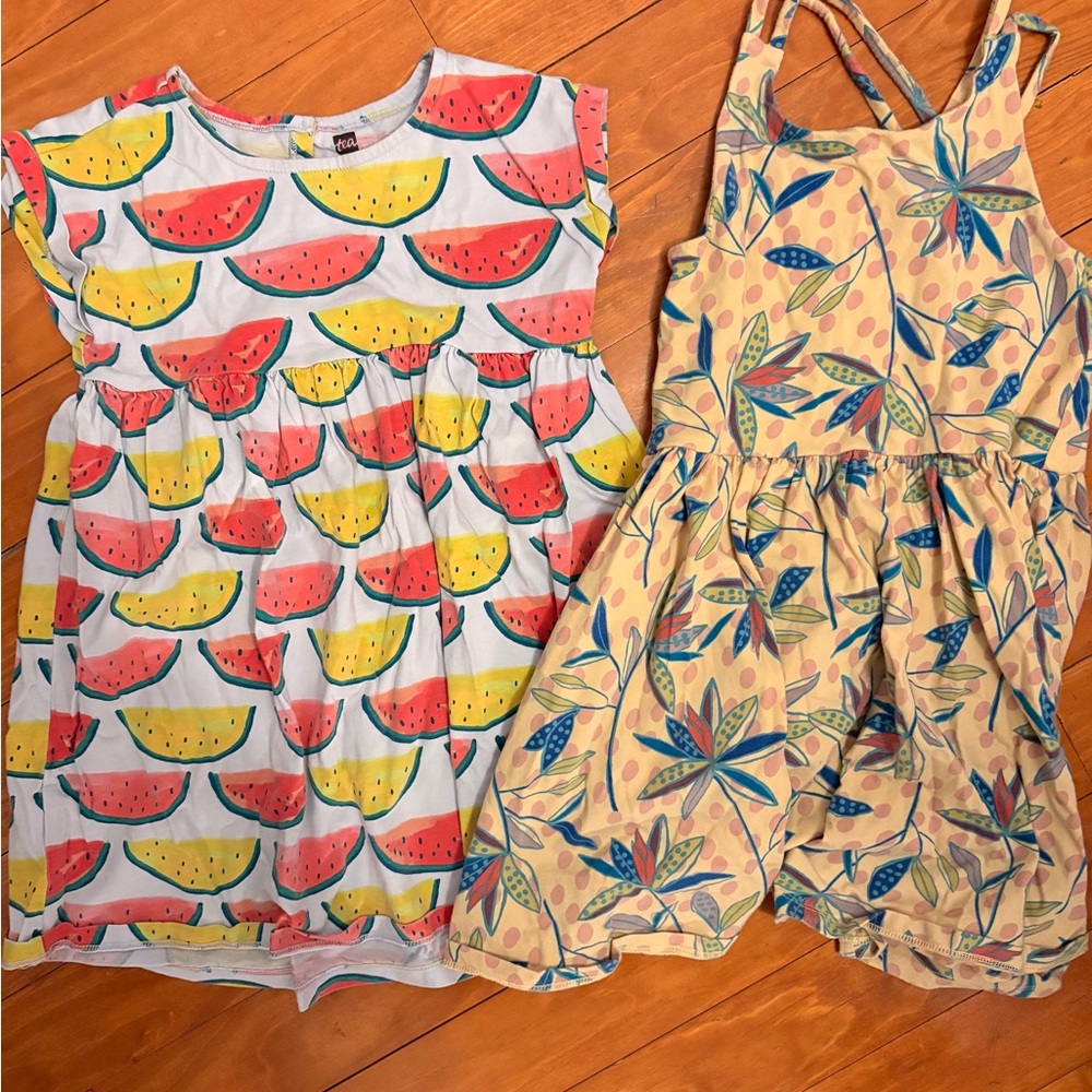 Tea Collection Colorful Watermelon and Leaf Print Dress bundle